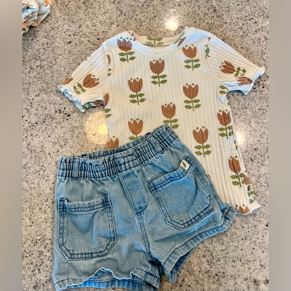 Toddler girl matching set outfit shorts and shirt Easy Peasy 4T